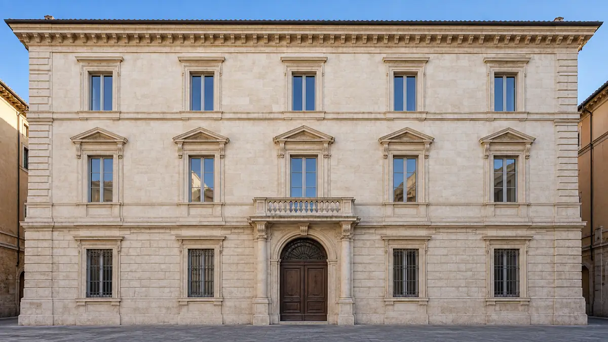 Facciata di un palazzo storico, vista illustrativa