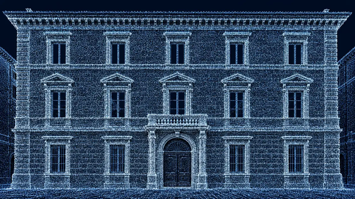 La stessa facciata rappresentata come nuvola di punti